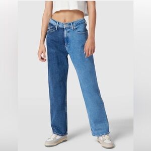 TOMMY HILFIGER Betsy Loose Mid Rise denim jeans size 00 waist 24 NWT Two toned